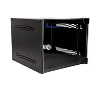 Extralink Armario Rack de 10" 4U - Armario de Red de 310 mm, Montaje en Pared o Suelo, hasta 30 kg, Puerta de Cristal Templado, Apertura de 180°, Negro - para Red doméstica y Equipos informáticos