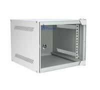 Extralink Armario Rack de 10" 4U - Armario de Red de 310 mm, Montaje en Pared o Suelo, hasta 30 kg, Puerta de Cristal Templado, Apertura de 180°, Gris - para Red doméstica y Equipos informáticos