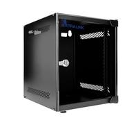 Extralink Armario Rack de 10" 6U - Armario de Red de 310 mm, Montaje en Pared o Suelo, hasta 30 kg, Puerta de Cristal Templado, Apertura de 180°, Negro - para Red doméstica y Equipos informáticos