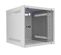 Extralink Armario Rack de 10" 6U - Armario de Red de 310 mm, Montaje en Pared o Suelo, hasta 30 kg, Puerta de Cristal Templado, Apertura de 180°, Gris - para Red doméstica y Equipos informáticos