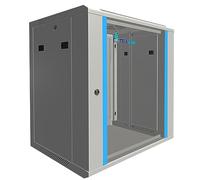 Extralink Armario Rack de 19" 12U - Armario de Red de 450mm, para Montaje en Pared o Suelo, hasta 60 kg, Puerta de Cristal Templado, Apertura de 180° Gris - para Red doméstica y Equipos informáticos