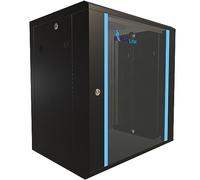 Extralink Armario Rack de 19" 12U - Armario de Red de 450mm, para Montaje en Pared o Suelo, hasta 60 kg, Puerta de Cristal Templado, Apertura de 180° Negro - para Red doméstica y Equipos informáticos