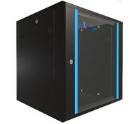 Extralink Armario Rack de 19" 12U - Armario de Red de 600mm, para Montaje en Pared o Suelo, hasta 60 kg, Puerta de Cristal Templado, Apertura de 180° Negro - para Red doméstica y Equipos informáticos