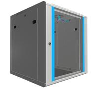 Extralink Armario Rack de 19" 12U - Armario de Red de 600mm, para Montaje en Pared o Suelo, hasta 60 kg, Puerta de Cristal Templado, Apertura de 180° Gris - para Red doméstica y Equipos informáticos