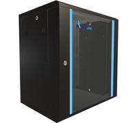 Extralink Armario Rack de 19" 15U - armario de red de 450mm, para montaje en pared o suelo, hasta 100 kg, puerta de cristal templado, apertura de 180° negro - para red doméstica y equipos informáticos