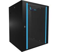 Extralink Armario Rack de 19" 15U - armario de red de 600mm, para montaje en pared o suelo, hasta 100 kg, puerta de cristal templado, apertura de 180° negro - para red doméstica y equipos informáticos