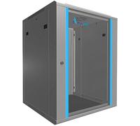 Extralink Armario Rack de 19" 15U - Armario de Red de 600mm, para Montaje en Pared o Suelo, hasta 100 kg, Puerta de Cristal Templado, Apertura de 180° Gris - para Red doméstica y Equipos informáticos