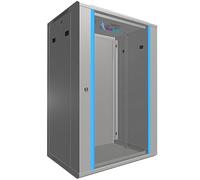 Extralink Armario Rack de 19" 18U - Armario de Red de 450mm, para Montaje en Pared o Suelo, hasta 100 kg, Puerta de Cristal Templado, Apertura de 180° Gris - para Red doméstica y Equipos informáticos