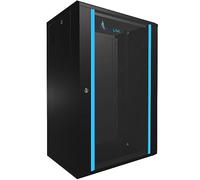 Extralink Armario Rack de 19" 18U - armario de red de 450mm, para montaje en pared o suelo, hasta 100 kg, puerta de cristal templado, apertura de 180° negro - para red doméstica y equipos informáticos
