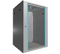Extralink Armario Rack de 19" 18U - Armario de Red de 600mm, para Montaje en Pared o Suelo, hasta 100 kg, Puerta de Cristal Templado, Apertura de 180° Gris - para Red doméstica y Equipos informáticos