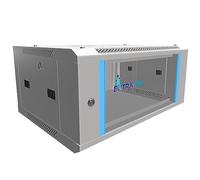 Extralink Armario Rack de 19" 4U - Armario de Red de 450mm, para Montaje en Pared o Suelo, hasta 60 kg, Puerta de Cristal Templado, Apertura de 180° Gris - para Red doméstica y Equipos informáticos