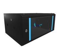 Extralink Armario Rack de 19" 4U - Armario de Red de 450mm, para Montaje en Pared o Suelo, hasta 60 kg, Puerta de Cristal Templado, Apertura de 180° Negro - para Red doméstica y Equipos informáticos