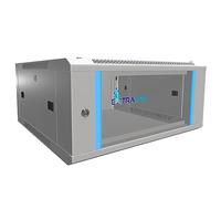 Extralink Armario Rack de 19" 4U - Armario de Red de 600mm, para Montaje en Pared o Suelo, hasta 60 kg, Puerta de Cristal Templado, Apertura de 180° Gris - para Red doméstica y Equipos informáticos