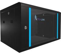 Extralink Armario Rack de 19" 4U - Armario de Red de 600mm, para Montaje en Pared o Suelo, hasta 60 kg, Puerta de Cristal Templado, Apertura de 180° Negro - para Red doméstica y Equipos informáticos