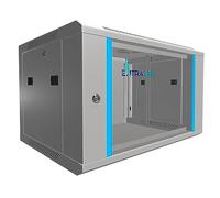 Extralink Armario Rack de 19" 6U - Armario de Red de 450mm, para Montaje en Pared o Suelo, hasta 60 kg, Puerta de Cristal Templado, Apertura de 180° Gris - para Red doméstica y Equipos informáticos