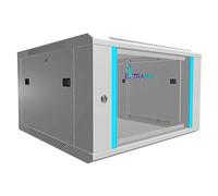 Extralink Armario Rack de 19" 6U - Armario de Red de 600mm, para Montaje en Pared o Suelo, hasta 60 kg, Puerta de Cristal Templado, Apertura de 180° Gris - para Red doméstica y Equipos informáticos