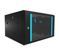 Extralink Armario Rack de 19" 6U - Armario de Red de 600mm, para Montaje en Pared o Suelo, hasta 60 kg, Puerta de Cristal Templado, Apertura de 180° Negro - para Red doméstica y Equipos informáticos