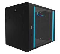Extralink Armario Rack de 19" 9U - Armario de Red de 450mm, para Montaje en Pared o Suelo, hasta 60 kg, Puerta de Cristal Templado, Apertura de 180° Negro - para Red doméstica y Equipos informáticos