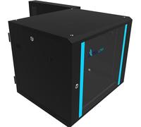 Extralink Armario Rack de 19" 9U - Armario de Red de 600mm, para Montaje en Pared o Suelo, hasta 60 kg, Puerta de Cristal Templado, Apertura Delantera y Trasera, Negro - para Red doméstica y IT