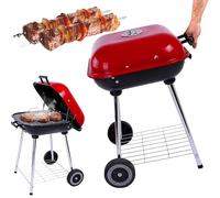 EXTRALINK - Barbacoa de carbón vegetal, tapa con cerradura y placa base, barbacoa móvil con ruedas para exterior y jardín, barbacoa de pie, barbacoa de camping, acero inoxidable de alta calidad,