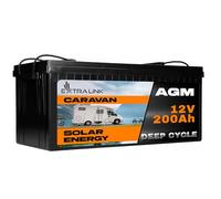 EXTRALINK Batería AGM 12V 200Ah - sin mantenimiento, sellada, de ciclo profundo - batería de larga duración para solar, autocaravanas, SAI, sistemas autónomos y batería coche