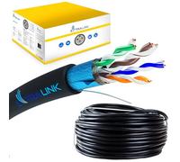 EXTRALINK Cable Ethernet 100M CAT5e para exteriores, Cable Red LAN- 100% cobre, F/UTP apantallado, compatible con PoE, UV resistente, con funda exterior de PE duradera y resistente a la intemperie
