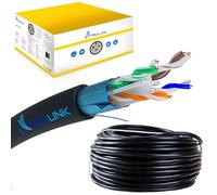 EXTRALINK Cable Ethernet 305M CAT6 para exteriores, Cable Red LAN - 100% cobre, F/UTP apantallado, compatible con PoE, UV resistente, con funda exterior de PE duradera y resistente a la intemperie