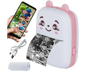 EXTRALINK EPP-001 Mini Impresora termica portatil, Rosada, Bluetooth, USB-C, 1200mAh, 210ppp, Impresora de Bolsillo, Compatible con Android e iOS, Impresora Mini inalámbrica, Impresora térmica