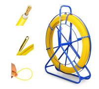 Extralink FRP Varilla de fibra de vidrio de 8 mm de diámetro, 75 m, tubo vacío con soporte para ruedas y freno, muelle retráctil con alta elasticidad y resistencia, accesorios de cable de fibra de