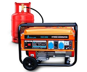 Extralink Generador Eléctrico 3000W Gasolina/Gas | Grupo Electrógeno Dual Fuel con Motor 170F 4T, Onda Pura y Protección Sobrecarga | Portátil y Silencioso para Casa y Camping