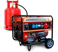 Grupo Electrógeno Híbrido, 5,5kW 3F, Potencia máx. 5500W, Capacidad del depósito 25L, funcionamiento hasta 11 horas, Protección contra sobrecargas, Generador electrico gasolina/generador a gas