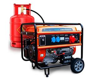 Extralink Generador Eléctrico 7500W Gasolina/Gas | Grupo Electrógeno Trifásico Dual Fuel 192F 4T, Onda Pura, 2×230V 1×400V, Arranque Eléctrico y Protección Sobrecarga | Portátil para Casa