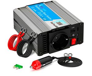 EXTRALINK Inversor 12V 220V Onda Modificada 300W 600W Pico - Convertidor 12V 200V con USB, Enchufe de mechero, Ventilador y Protección Cuádruple - para Coche, Autocaravana, Barco, Camping, Solar