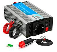 EXTRALINK Inversor 12V 220V Onda Pura 300W 600W Pico - Convertidor 12V 200V con USB, Enchufe de mechero, Ventilador y Protección Cuádruple - para Coche, Barco, Camping, Equipos Sensibles, Solar
