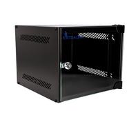 Extralink Armario Rack de 10" 4U - Armario de Red de 310 mm, Montaje en Pared o Suelo, hasta 30 kg, Puerta de Cristal Templado, Apertura de 180°, Negro - para Red doméstica y Equipos informáticos