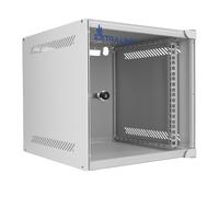 Extralink Armario Rack de 10" 6U - Armario de Red de 310 mm, Montaje en Pared o Suelo, hasta 30 kg, Puerta de Cristal Templado, Apertura de 180°, Gris - para Red doméstica y Equipos informáticos