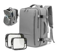 EXTRALINK Mochila de Viaje Cabina Avión 45x30x20 cm 40 L 2 Neceseres, Gris | Apertura 180° como una maleta, compartimento impermeable, salida de cable para power bank, bolsillo antirrobo, asa lateral