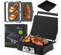 Extralink Parrilla Electrica, Revestimiento Cerámico Antiadherente, 2000W, Control de Temperatura, grill electrico, Apertura 180°, sandwichera grill, 33cm x 14,8cm x 30cm, tostadora grill sandwicheras