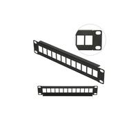 Extralink Patch Panel 12 Puertos UTP Rack 10 Pulgadas 1U Modular Keystone | Patch panel de 19 pulgadas vacío con 24 huecos keystone en 1U: eliges tú los módulos Cat5e, Cat6 o Cat6a, apantallados o no.
