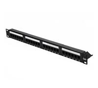 Extralink Patch Panel 24 Puertos Cat 5e UTP 19 Pulgadas 1U RJ45 Rack Negro | 24 puertos RJ45 ya integrados en el patch panel Cat 5e: sin módulos keystone que comprar, conexión directa en LSA.