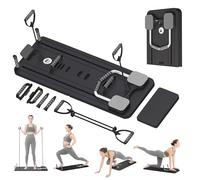 Extralink Pilates Board - Pilates Reformer Plegable para Casa, Multifuncional, Entrenador de Abdomen con Bandas de Resistencia, Rebote Automático, LCD, Soporte para Teléfono, Compacto & Estable, Negro