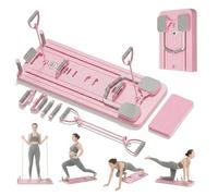 Extralink Pilates Board - Pilates Reformer Plegable para Casa, Multifuncional, Entrenador de Abdomen con Bandas de Resistencia, Rebote Automático, LCD, Soporte para Teléfono, Compacto & Estable, Rosa