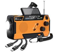 Extralink Radio Solar de Emergencia con Manivela, Función de Carga de 4000 mAh con Cables de Carga Integrados, FM/Am, Linterna LED & Luz de Lectura, Alarma SOS - para Camping y Supervivencia