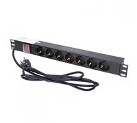 EXTRALINK Regleta 7 Tomas PDU Schuko - con Interruptor, 16A, 4000W, 1U, Cable de 2 m, Protección contra sobretensiones, Regleta 1U para Rack 19 y Armario de Red