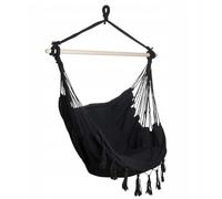 EXTRALINK Silla Colgante Exterior XXL sin Estructura - Silla Colgante con 2 Cojines, Resistente al Clima - Sillón Columpio Jardín Interior y Exterior, Soporta hasta 150 kg, Negro