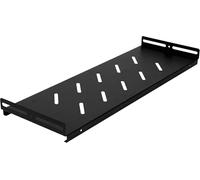 Extralnik Estante de 10 Pulgadas 1U 140mm de Profundidad - Estante de Rack Estable para Armario de Red, Perforado, Capacidad de Carga de 10 kg - Incluye Kit de Montaje, Negro