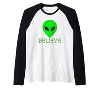 Extranjero DIVERSO PEQUEÑO Verde Hombre Creer Camiseta Manga Raglan