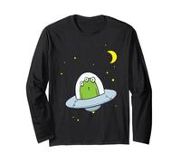 Extraño Alien En Silly Flying Saucer UFO Halloween Manga Larga