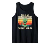 Extraño Divertido Este es mi Disfraz Humano, Soy Realmente un Extraterrestre Camiseta sin Mangas