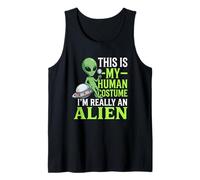 Extraño Divertido Este es mi Disfraz Humano, Soy Realmente un Extraterrestre Camiseta sin Mangas